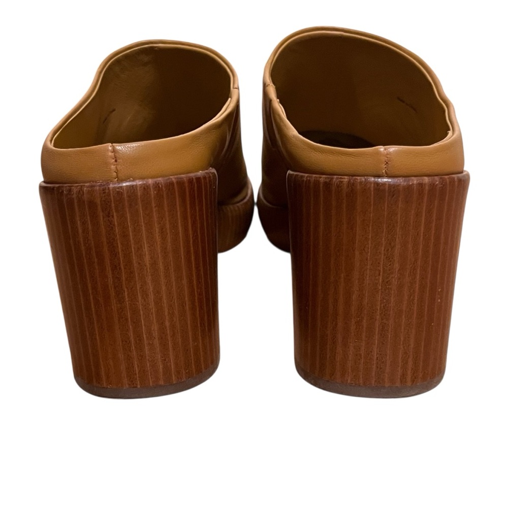 Vince Navina Leather Platform Clogs Tan Brown Block Heel Mule Minimalist — 9.5 - Picture 10 of 16